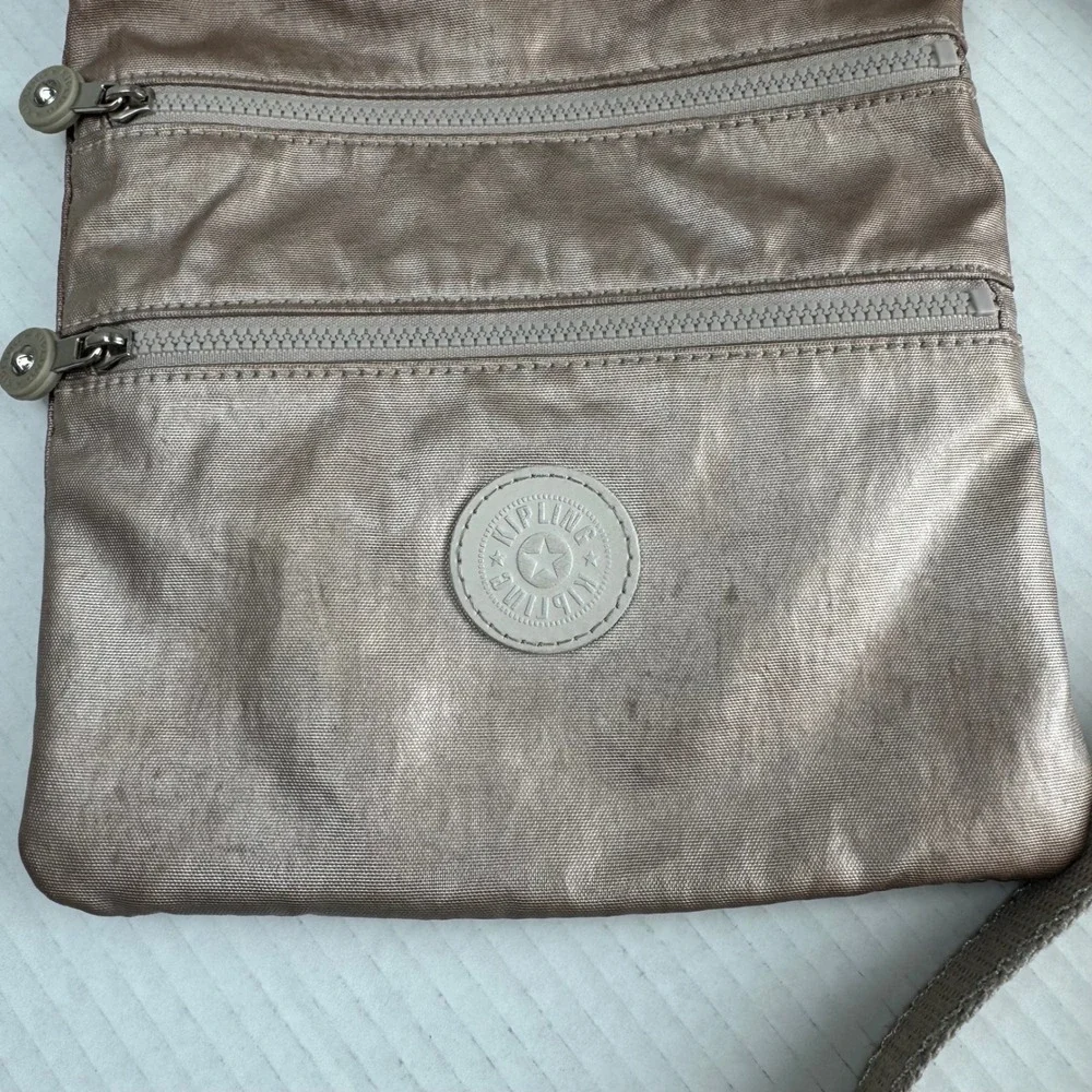 Kipling keiko Metallic Rose Gold Crinkle Nylon Crossbody Bag Small purse